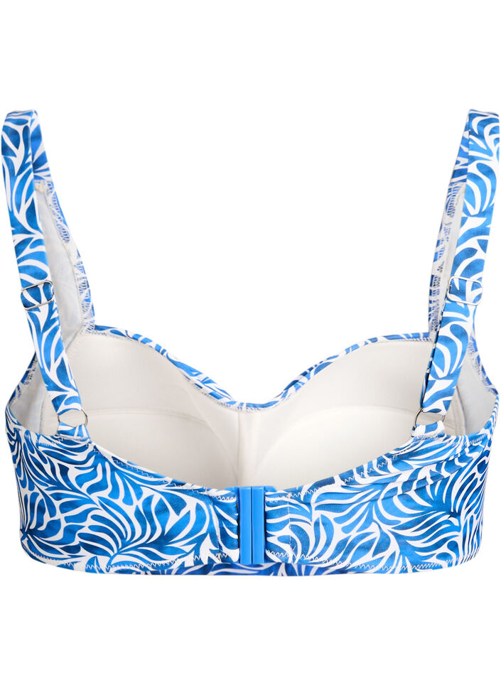 Gewatteerde bikinitop met print, Blauw, Packshot image number 1