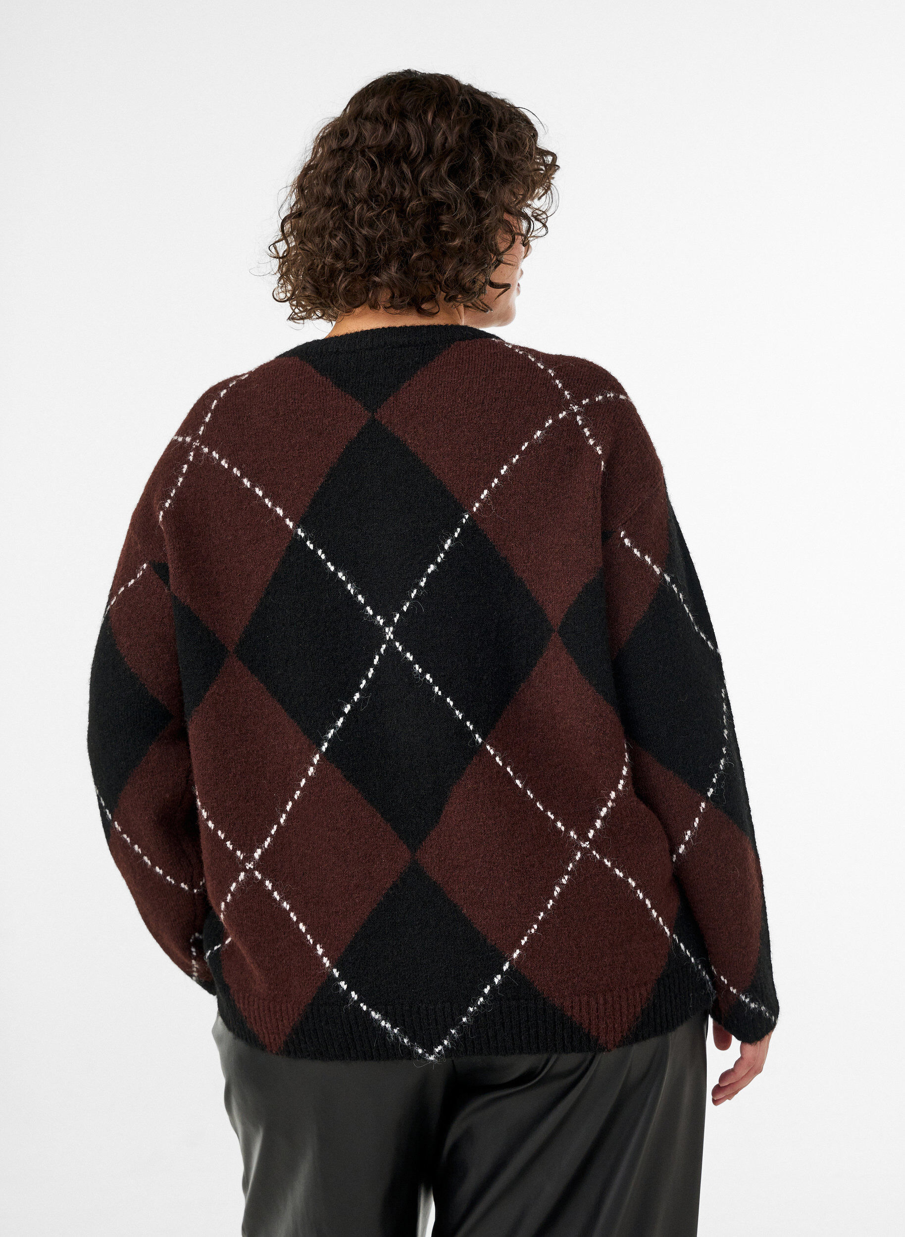ZizziVest met argylepatroon, Zwart, Model image number 2