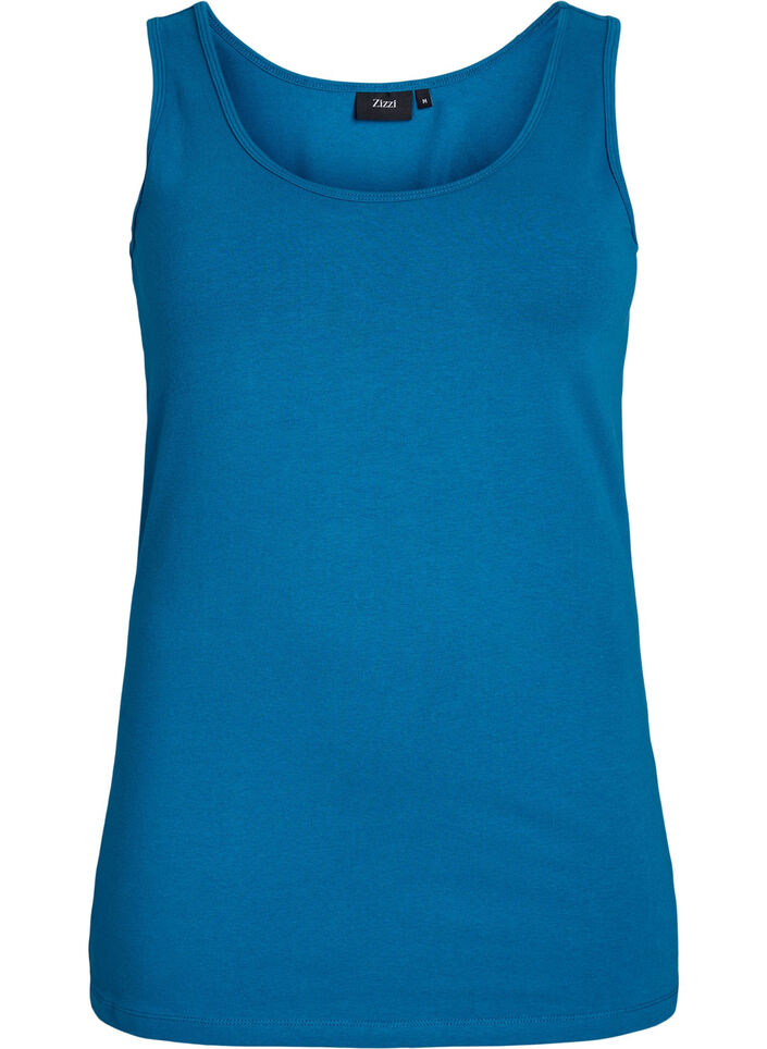 Effen basic top in katoen, Blauw, Packshot image number 0