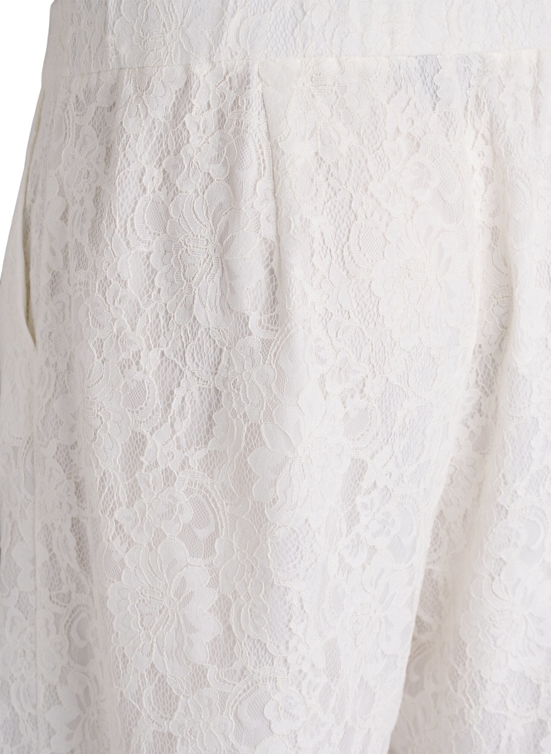 ZizziBermuda shorts van kant met hoge taille, Vanille, Packshot image number 3