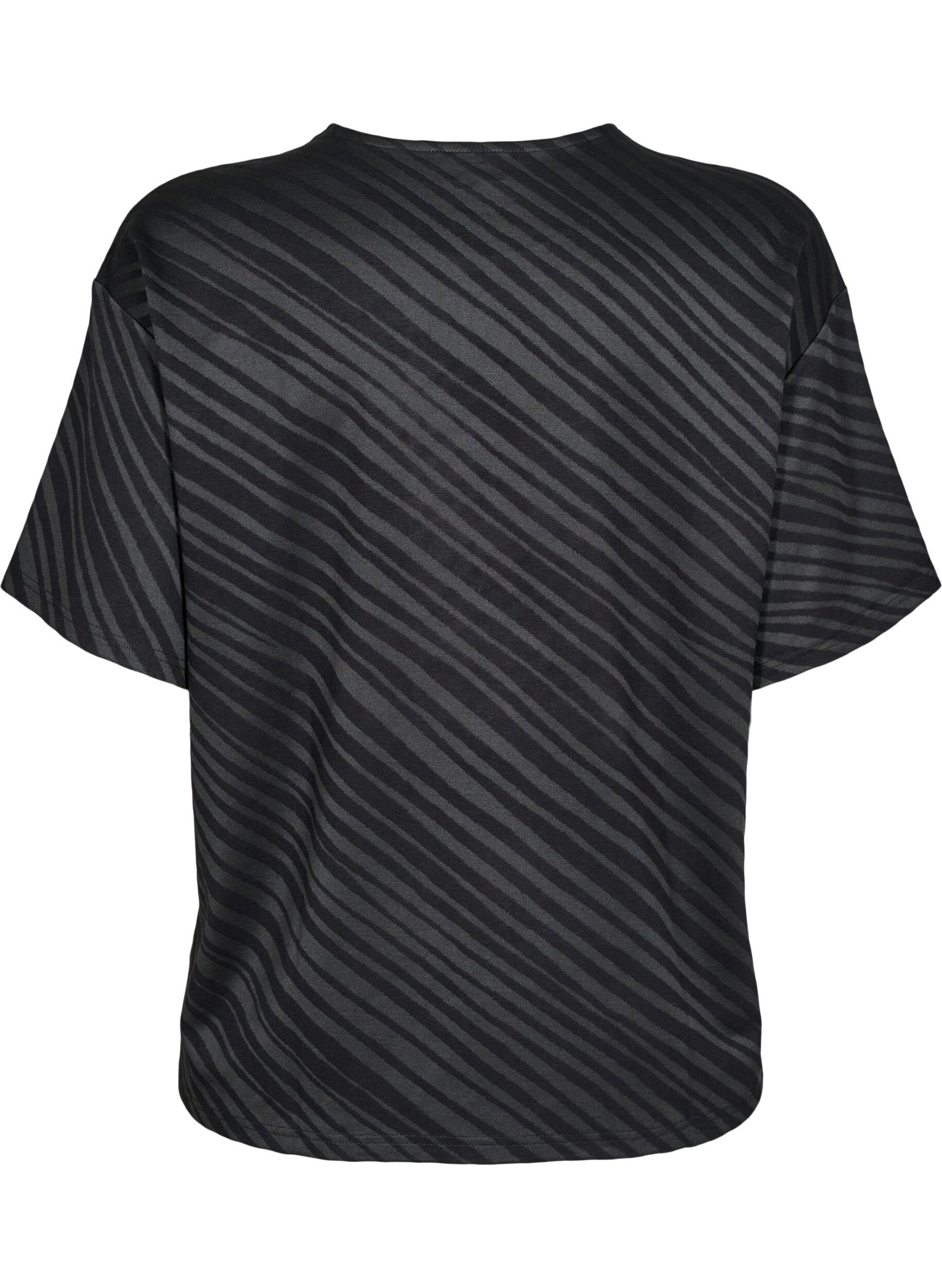 ZizziOversized blouse met patroon, Zwart, Packshot image number 1