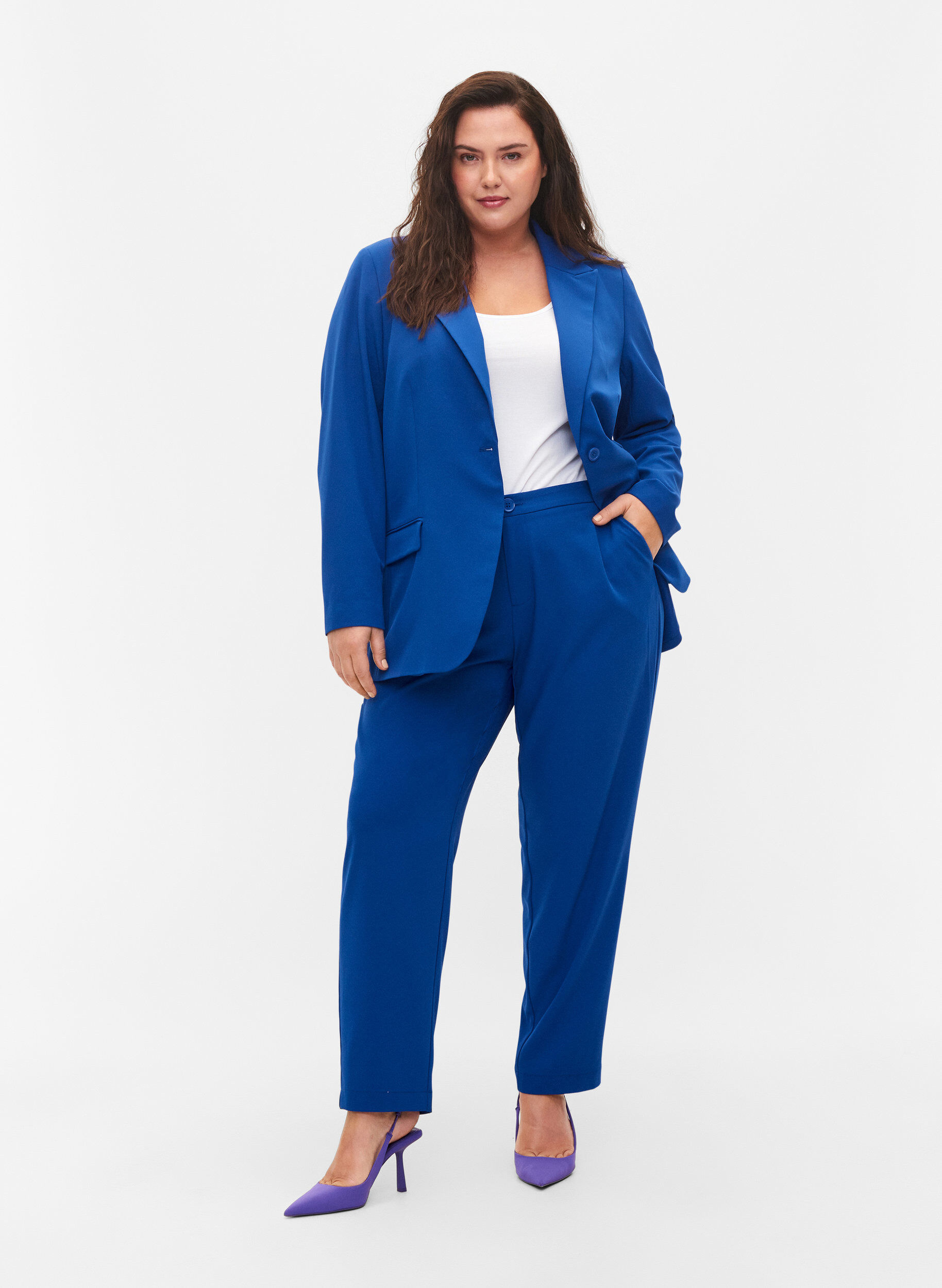 Pantalon classique avec poches, Bleu, Model