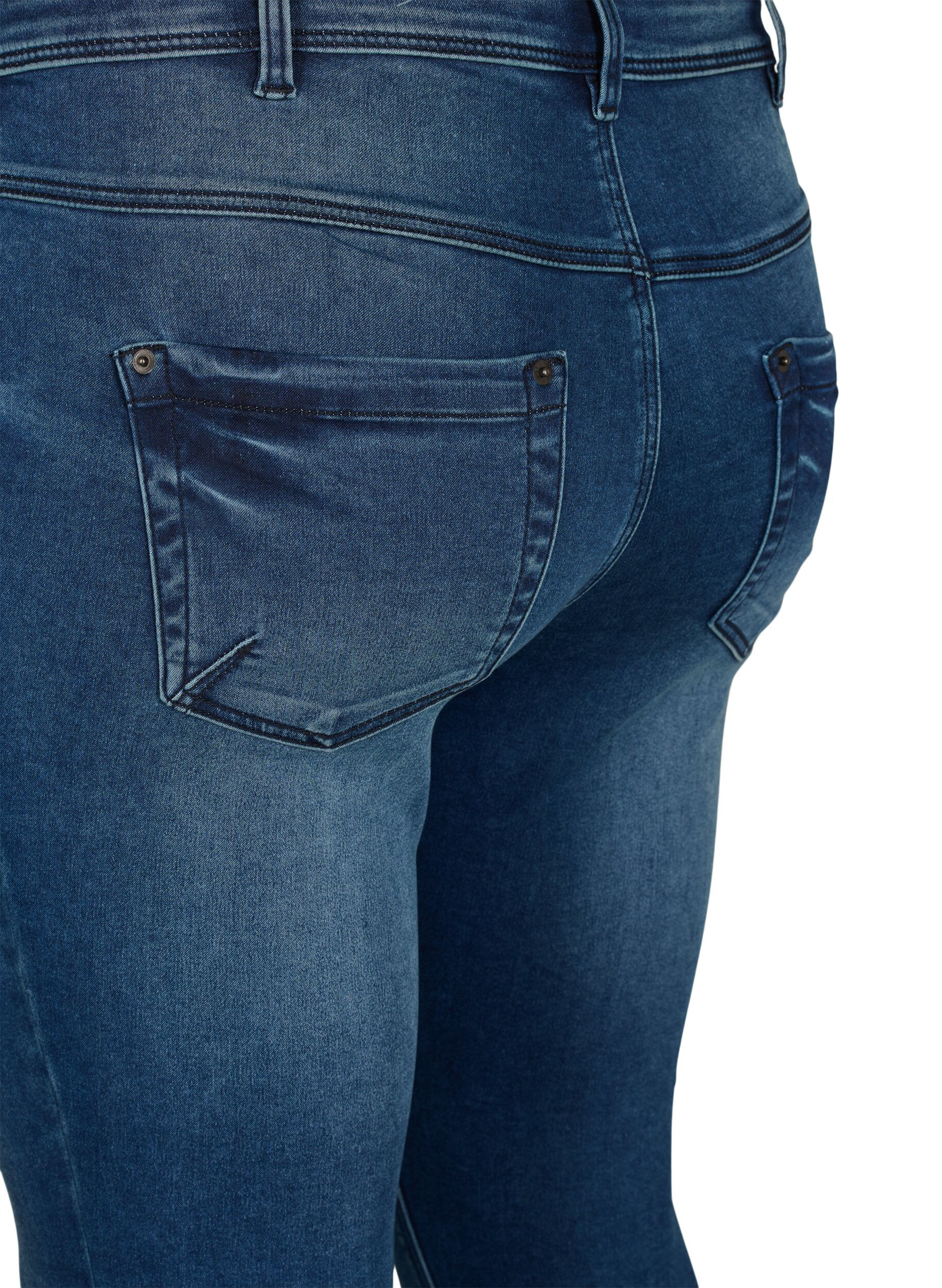 ZizziGecropte Amy jeans met ritssluiting details, Blauw, Packshot image number 3