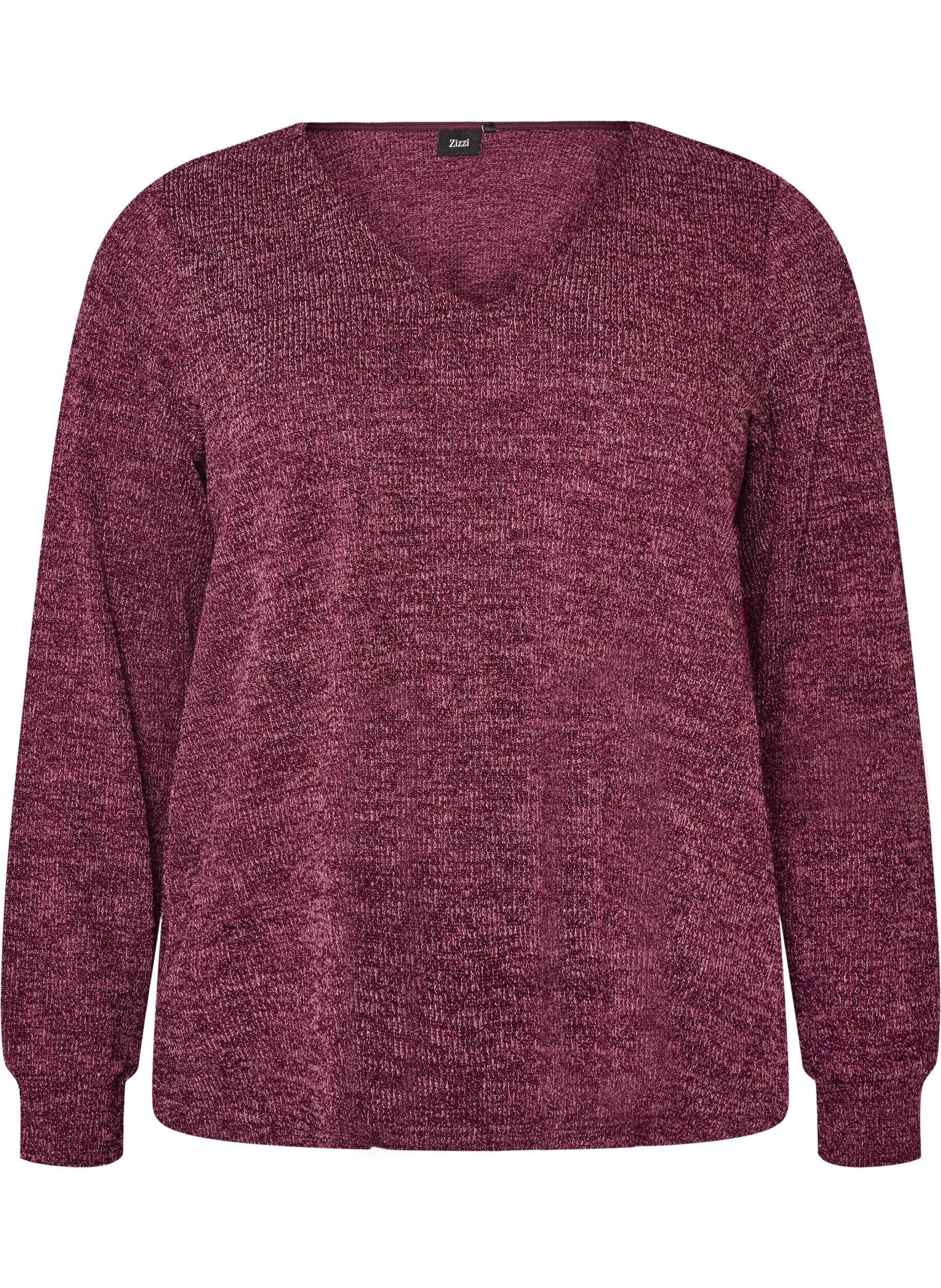 Jersey blouse met V-hals en lange mouwen