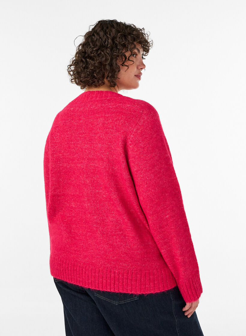 Jumper met V-hals, Roze, Model image number 2