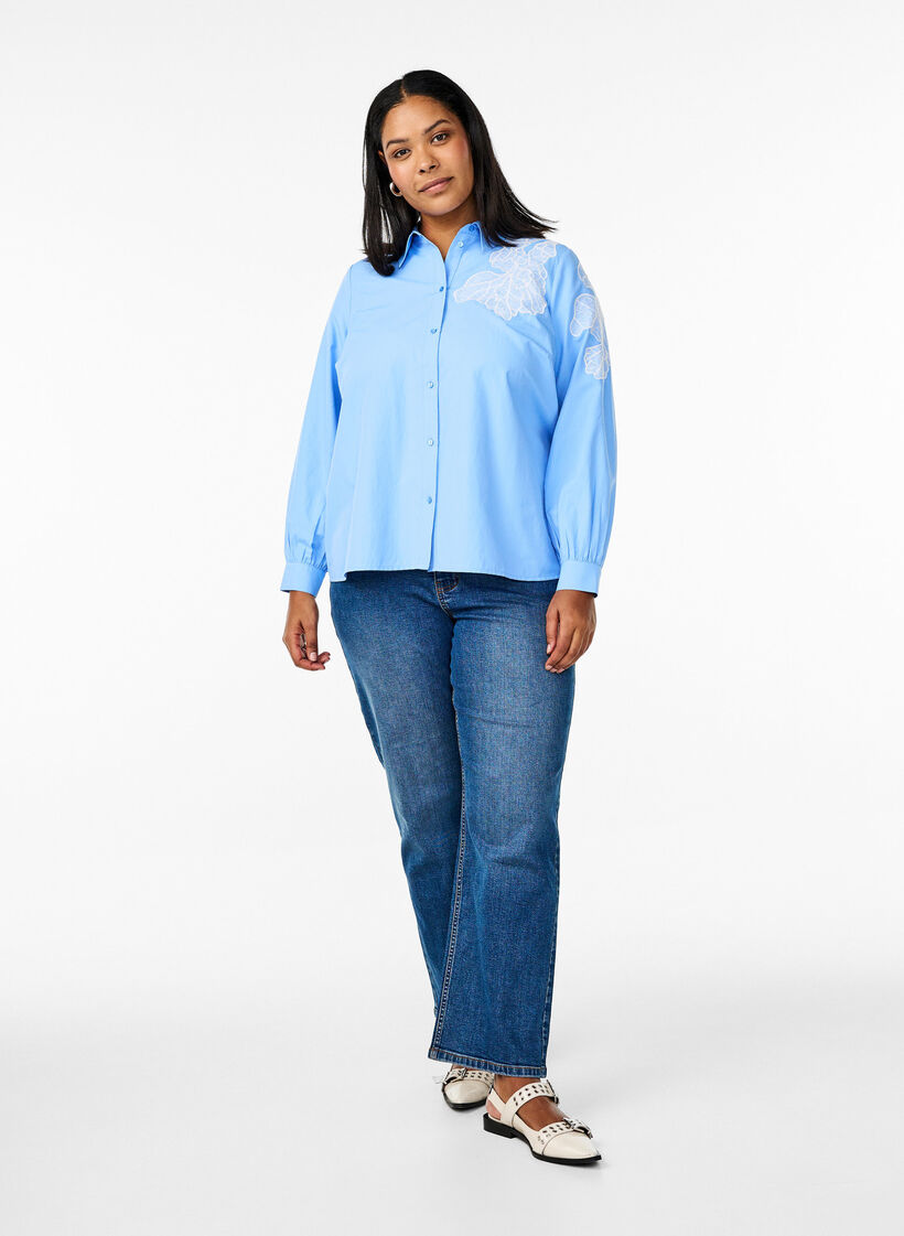 Shirt met kanten details, Della Robbia Blue, Model