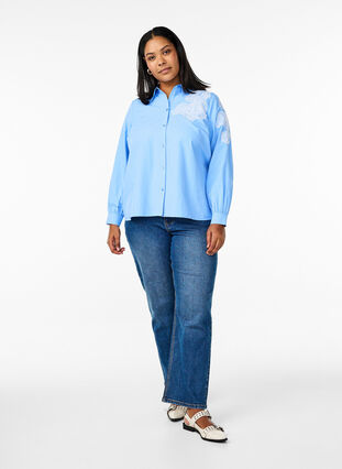 ZizziShirt met kanten details, Della Robbia Blue, Model image number 2