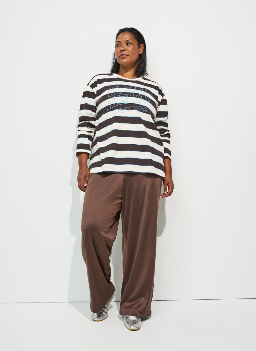 Trackpants met zijstrepen en zakken, Bruin, Model image number 1