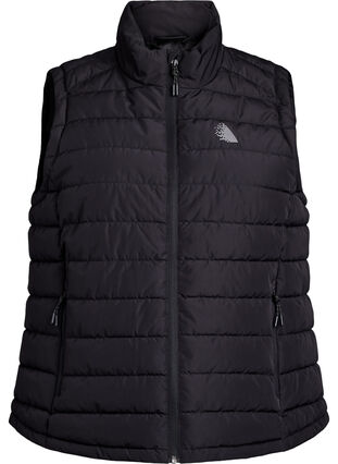 ZizziSportief gewatteerd vest met ritssluiting en zakken, Black, Packshot image number 0