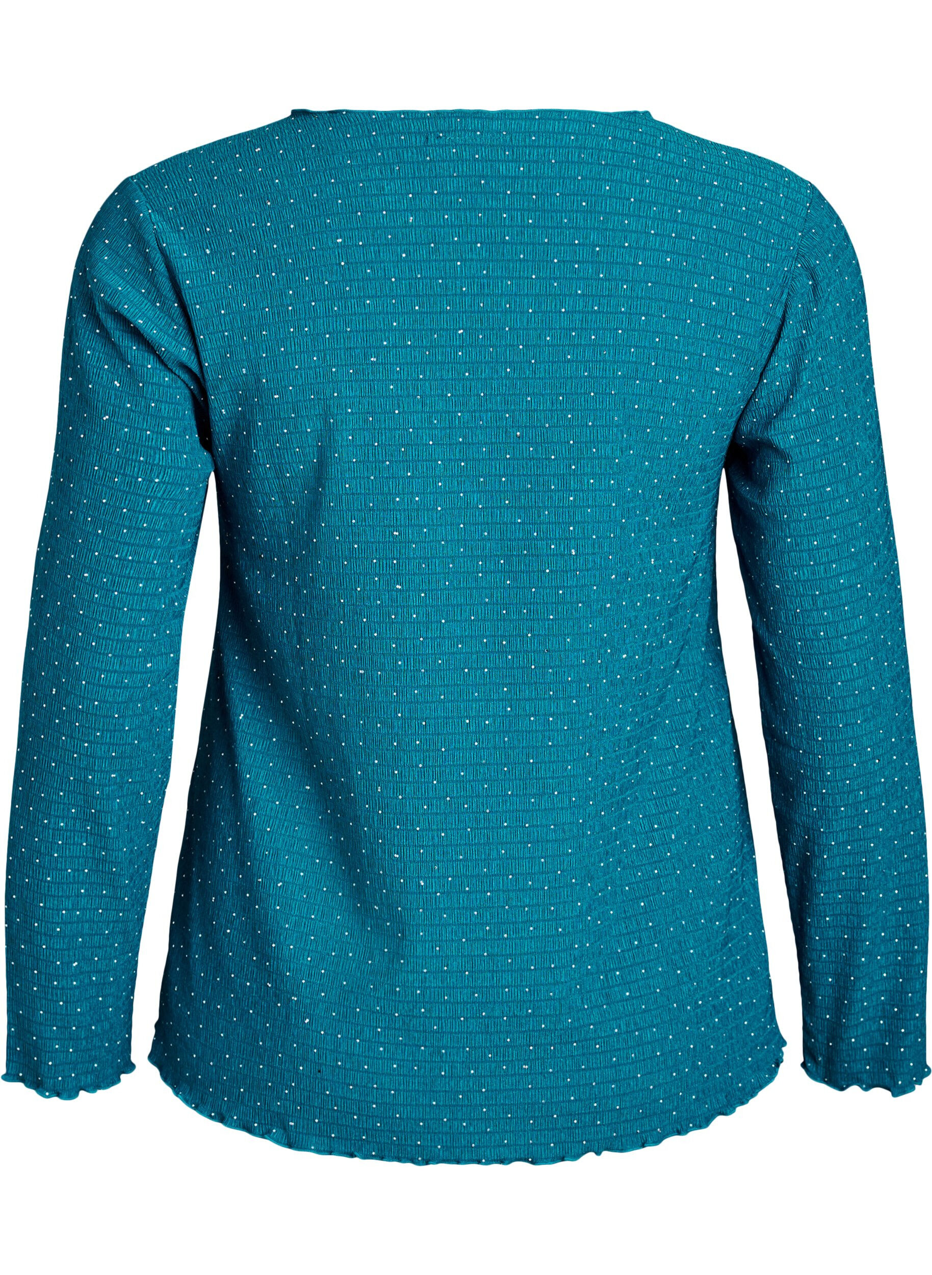 ZizziBlouse met lange mouwen en strassstenen, Blauw, Packshot image number 1