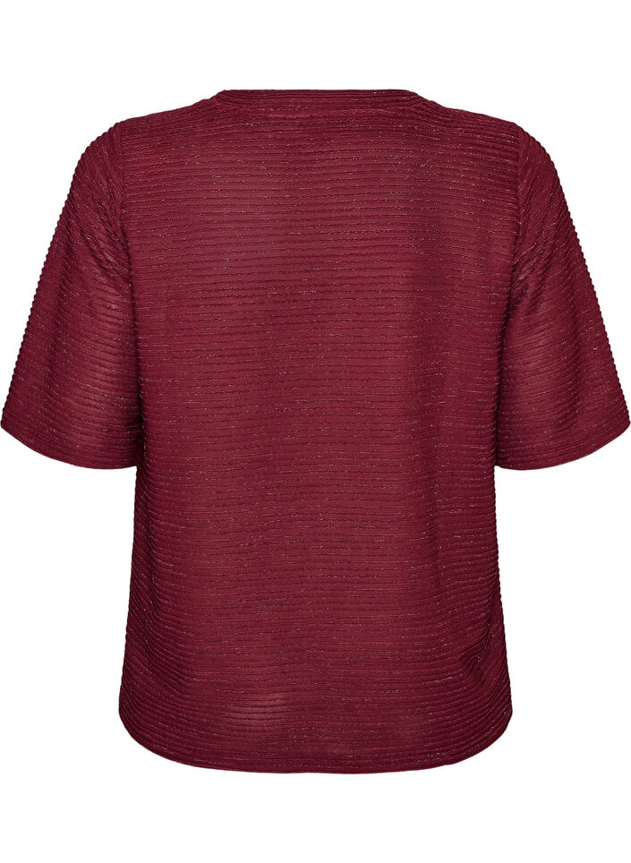 Blouse met structuur en glitter, Rood, Packshot image number 1