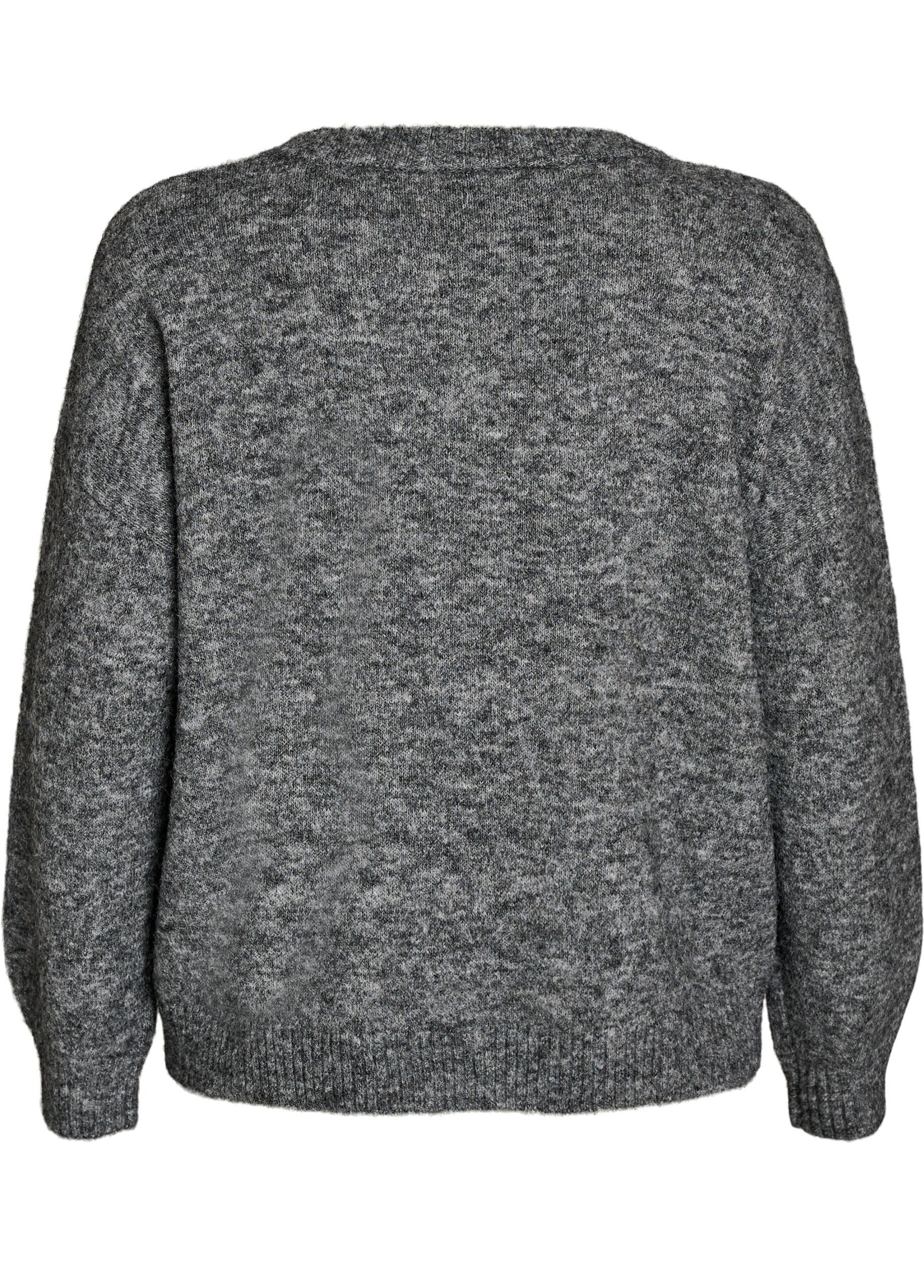 ZizziJumper met bloemenapplicatie, Grijs, Packshot image number 1