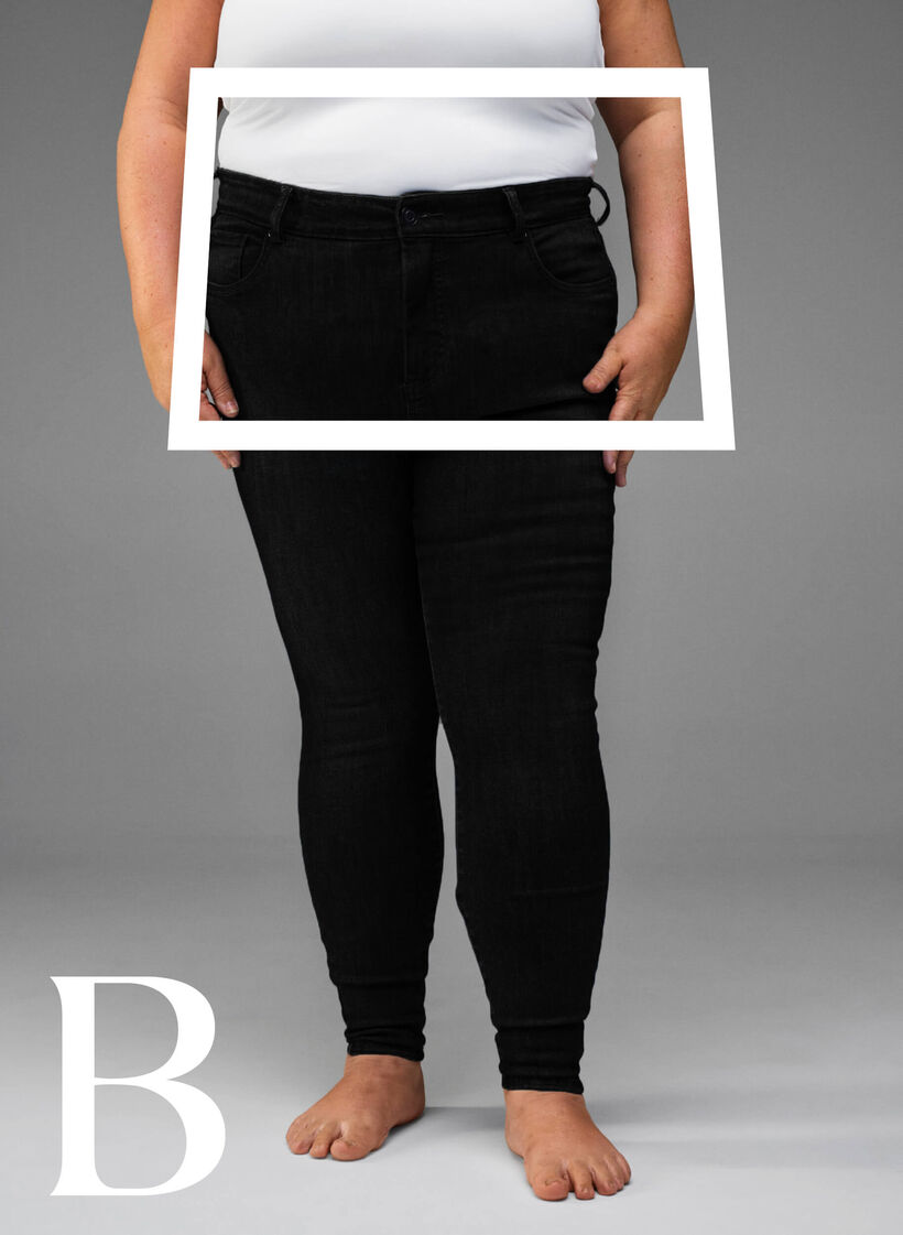 Super smalle jeans met hoge taille, Black, Model