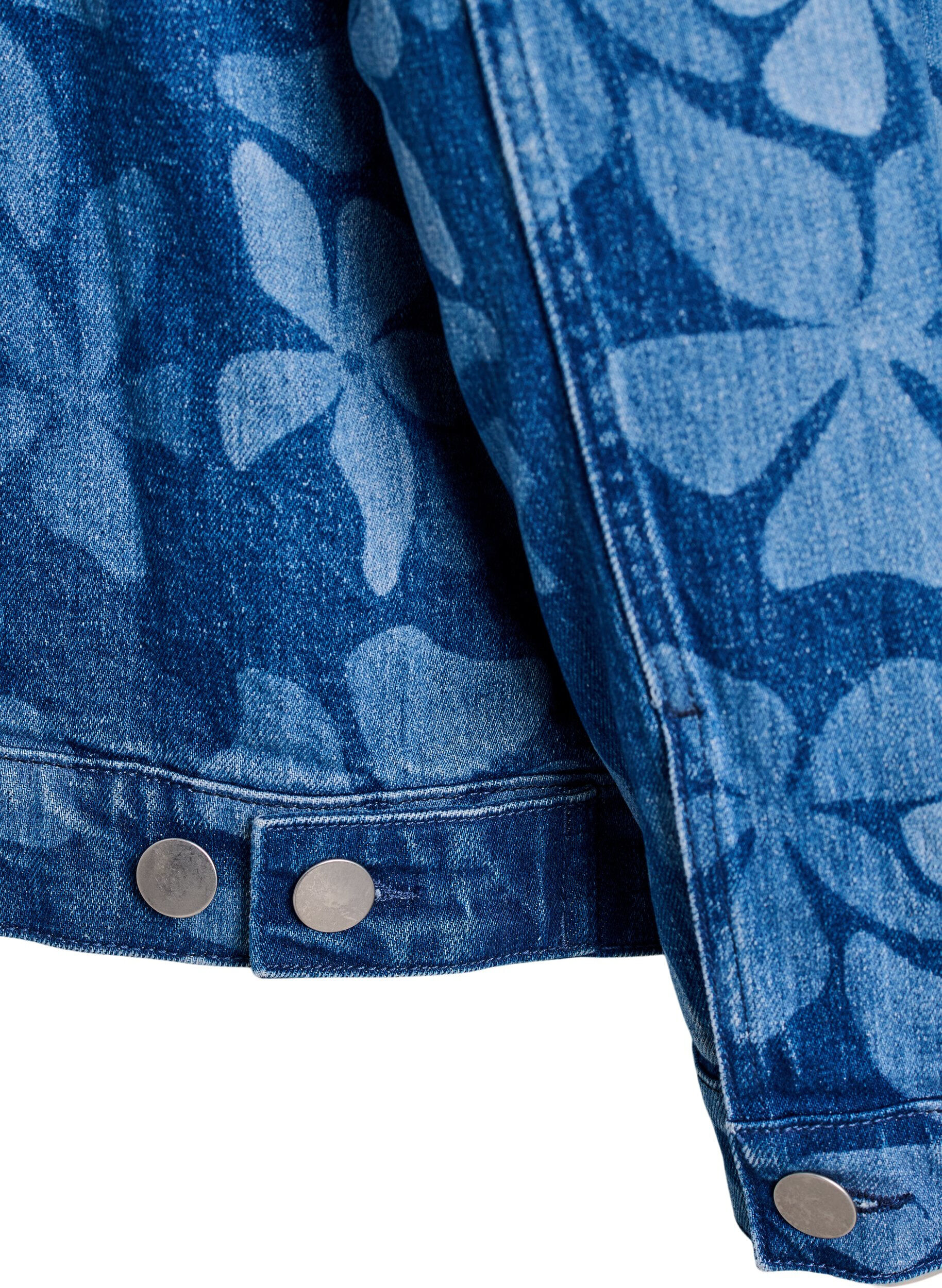 ZizziDenimjack met bloemenpatroon, Blauw, Packshot image number 4