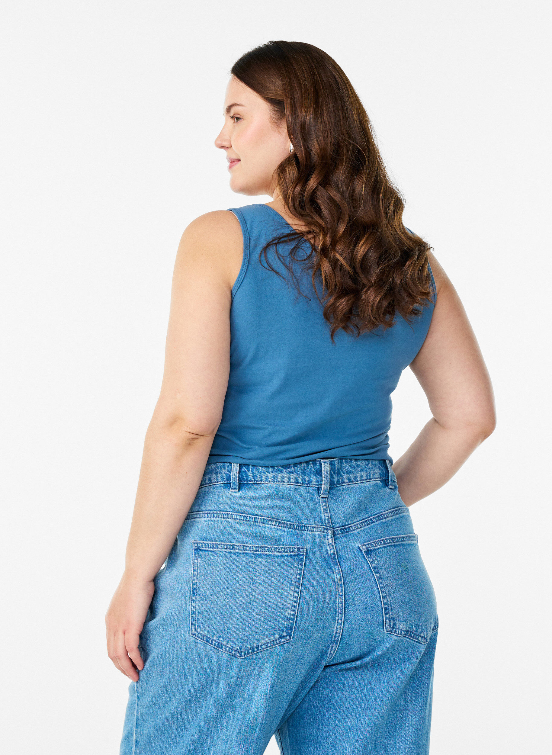 ZizziEffen gekleurd basic top in katoen, Grijs, Model image number 2