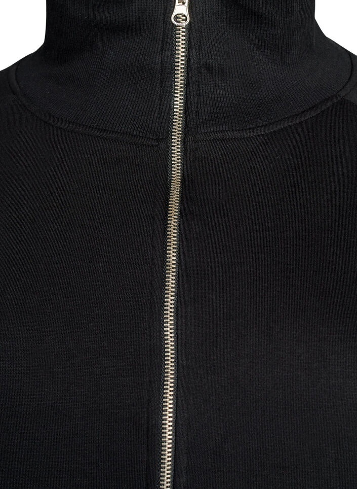 Sweatvest met hoge kraag en rits, Zwart, Packshot image number 2