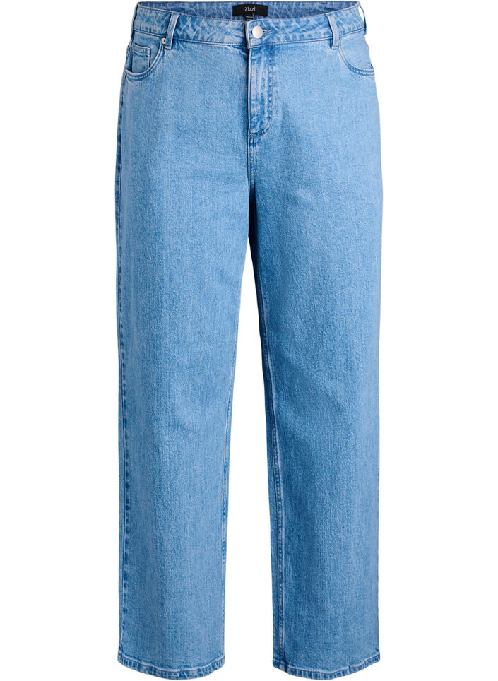 Wide-leg jeans met hoge taille, Blauw, Packshot