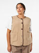 Teddy-fleecevest met contrasterende boorden, Beige, Model image number 0