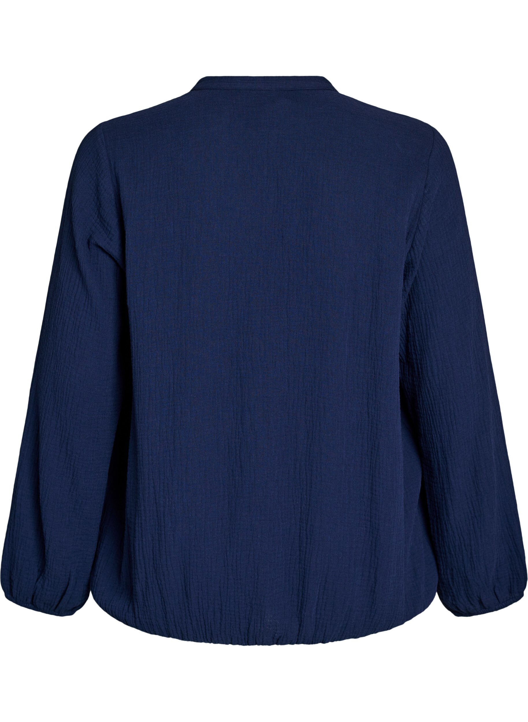 ZizziKatoenen mousseline blouse met geborduurde details, Blauw, Packshot image number 1
