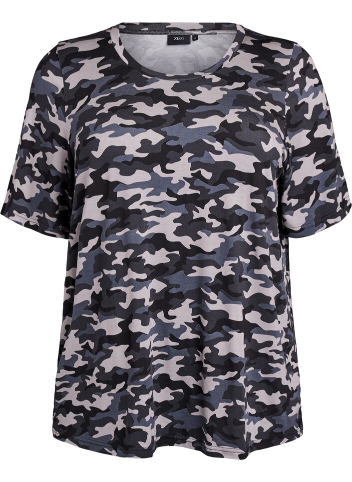 T-shirt avec TENCEL&trade; Lyocell et impression camouflage, Gris, Packshot image number 0