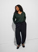 T-shirt met lange mouwen, V-hals en knopen, Groen, Model image number 1