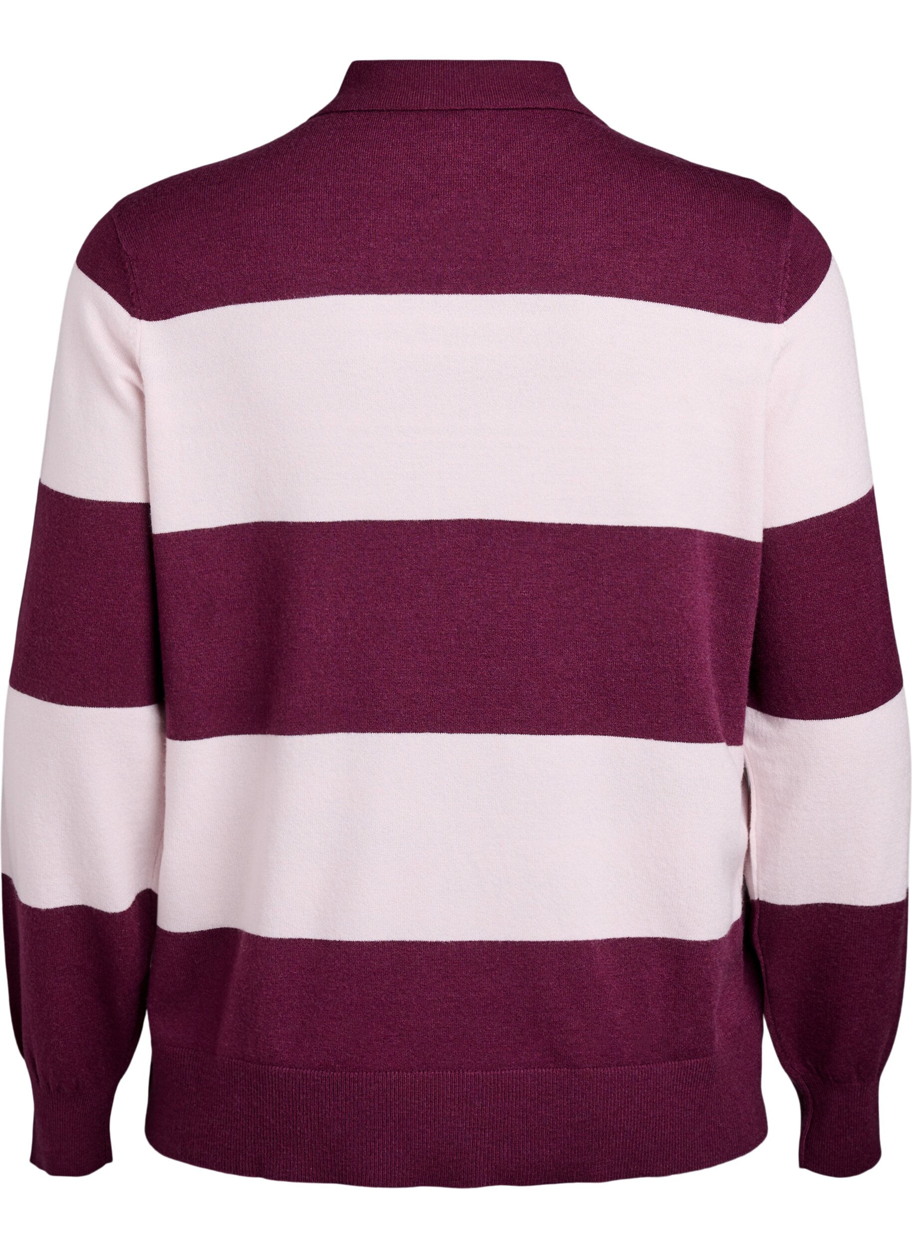 ZizziStrik blouse met kraag, Rood, Packshot image number 1