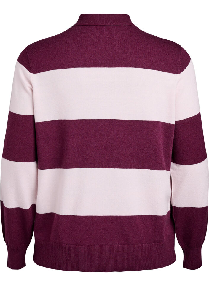 Strik blouse met kraag, Rood, Packshot image number 1