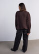 Blouse met ballonsilhouet en V-hals, Bruin, Model image number 2