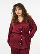 Feestblouse in satijnlook met knoopjes en verstelbare taille, Donker Bordeaux, Model image number 0
