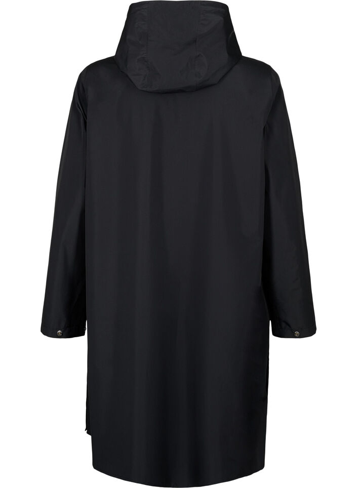 Regenjas met zakken en capuchon, Zwart, Packshot image number 1