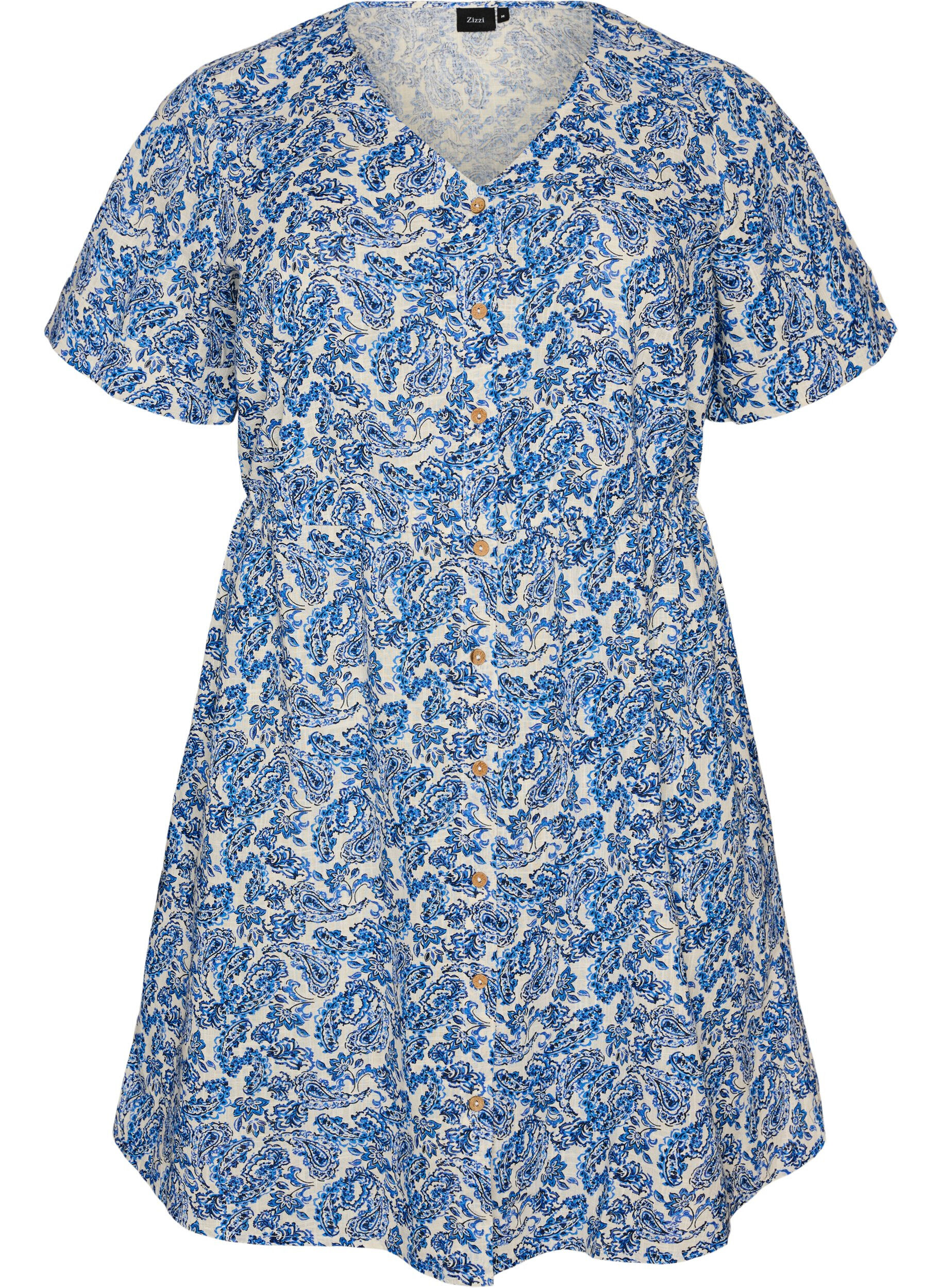 Korte katoenen jurk met bloemenprint