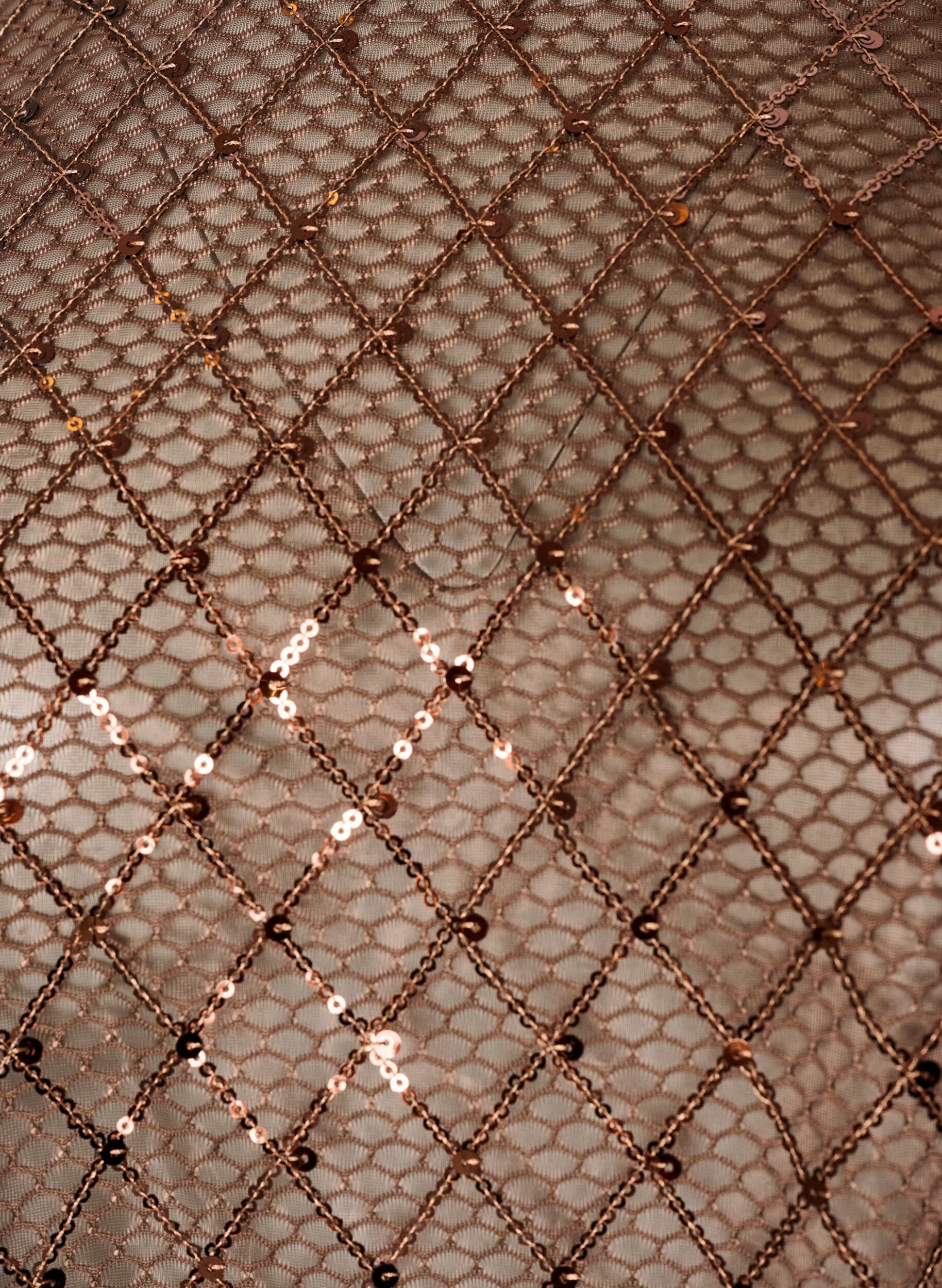ZizziDoorschijnende blouse met pailletten en een ruitpatroon, Bruin, Packshot image number 2