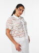 Kanten shirt blouse met parelknopen, Wit, Model image number 0