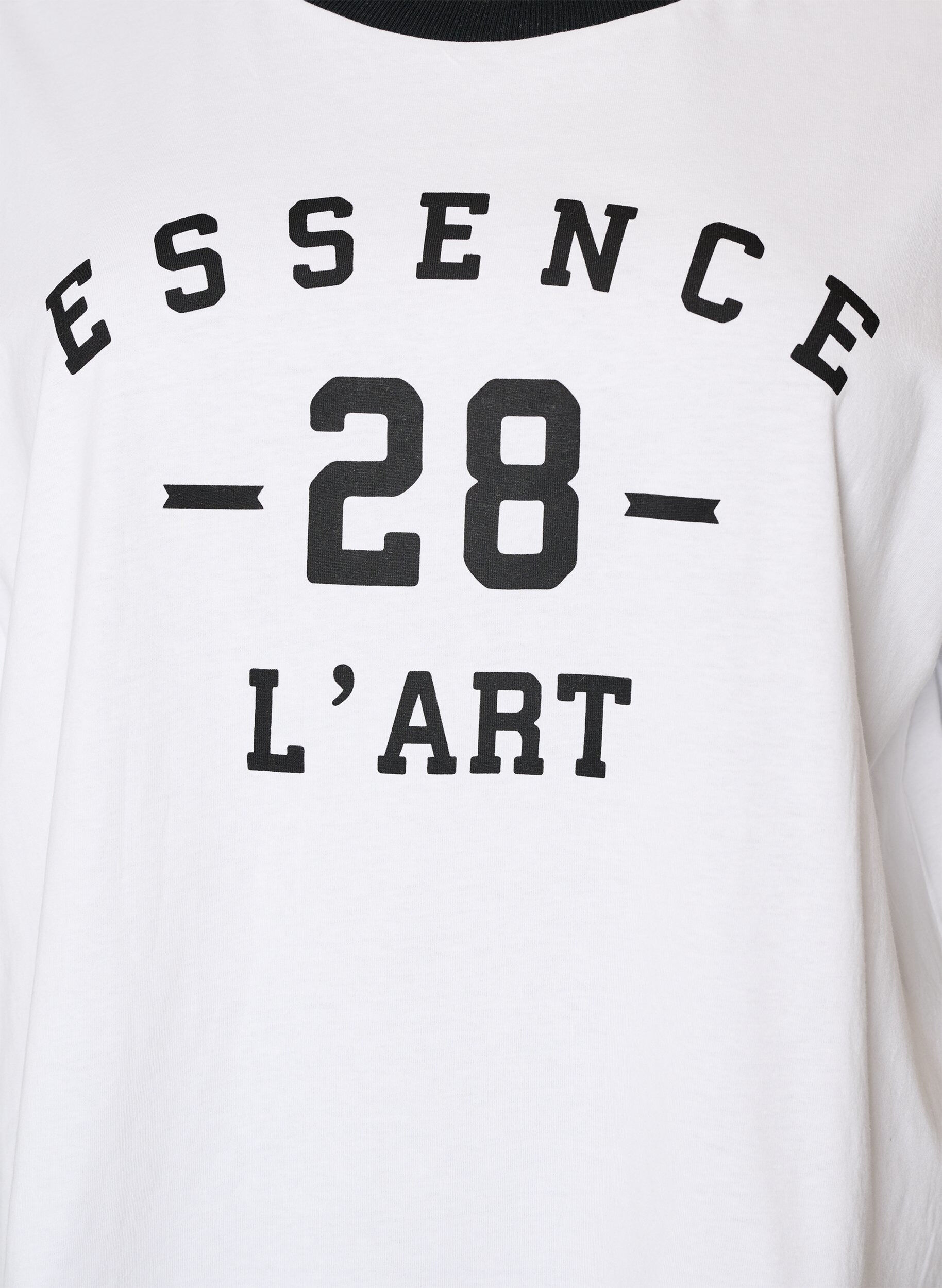 Zizzi T-shirt en coton avec imprim&eacute; texte et coupe boxy, Blanc, Packshot image number 2