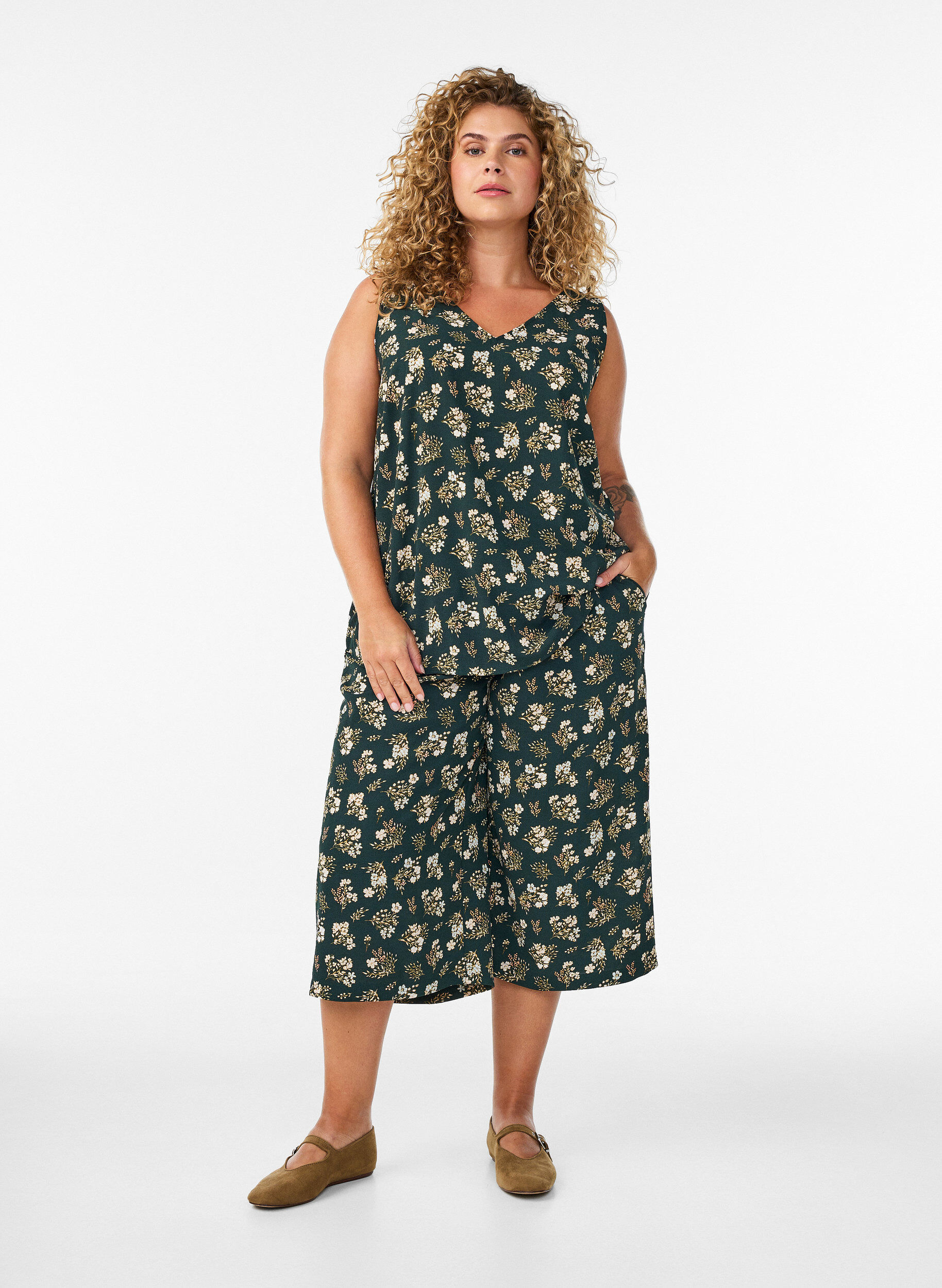 ZizziCulotte broek met print, Zwart, Model image number 1