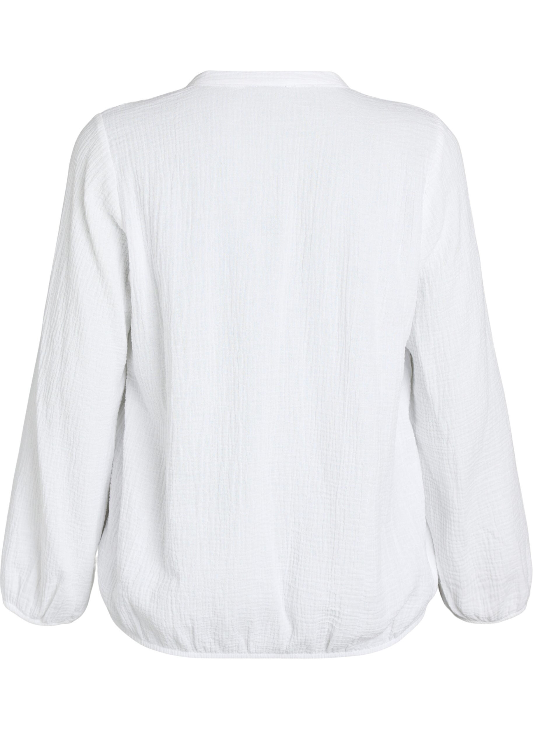 ZizziKatoenen mousseline blouse met geborduurde details, Wit, Packshot image number 1