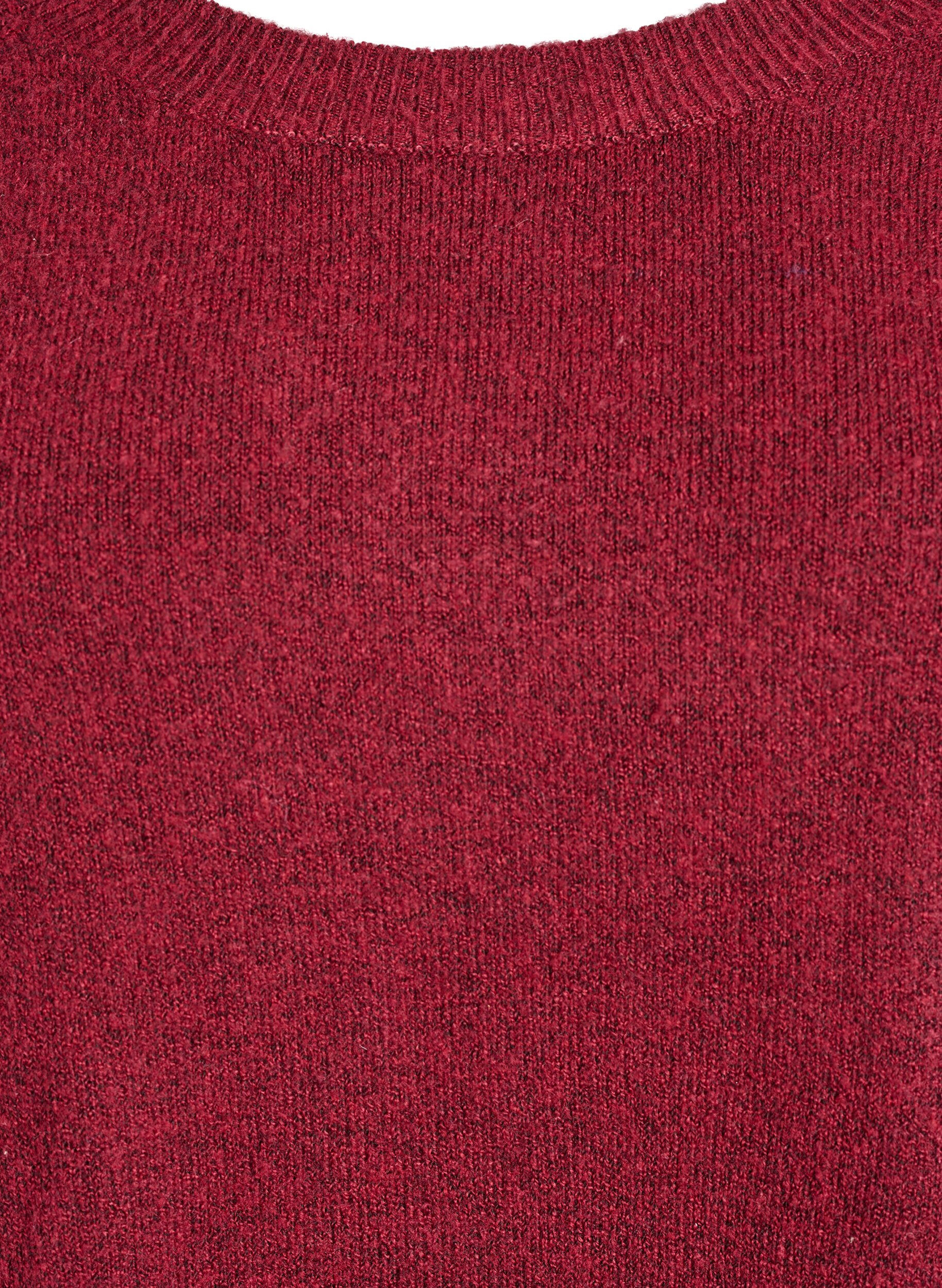 ZizziLange gebreide blouse met bolknopen, Donker Bordeaux, Packshot image number 2