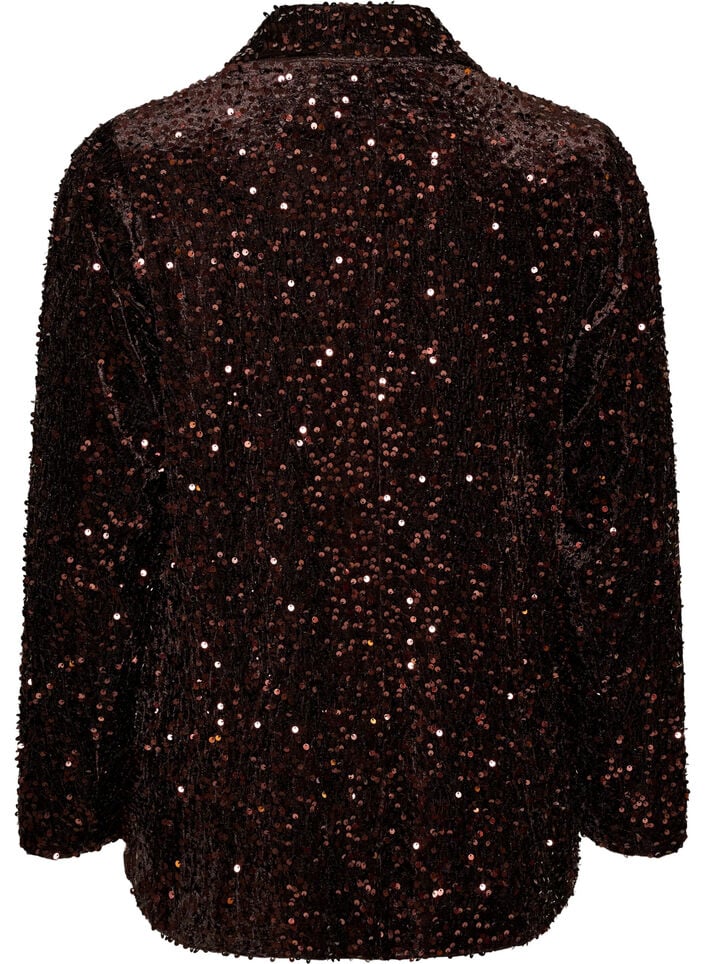 Blazer met pailletten, Bruin, Packshot