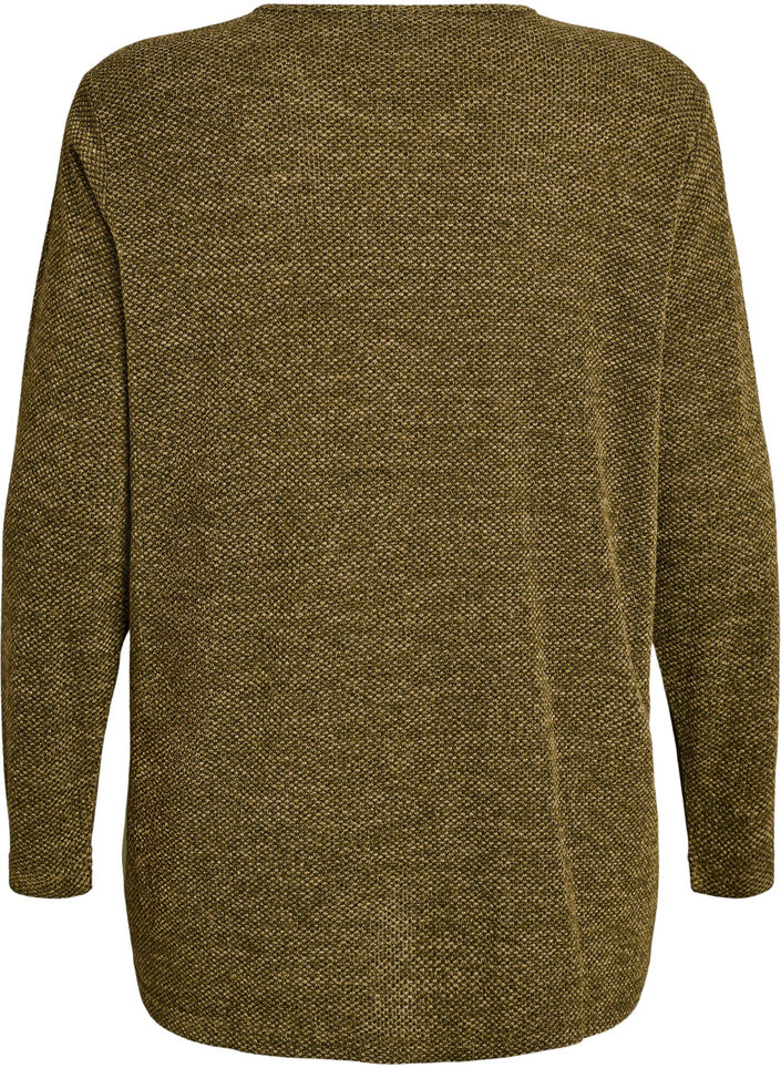 Blouse met lange mouwen en structuur, Groen, Packshot image number 1