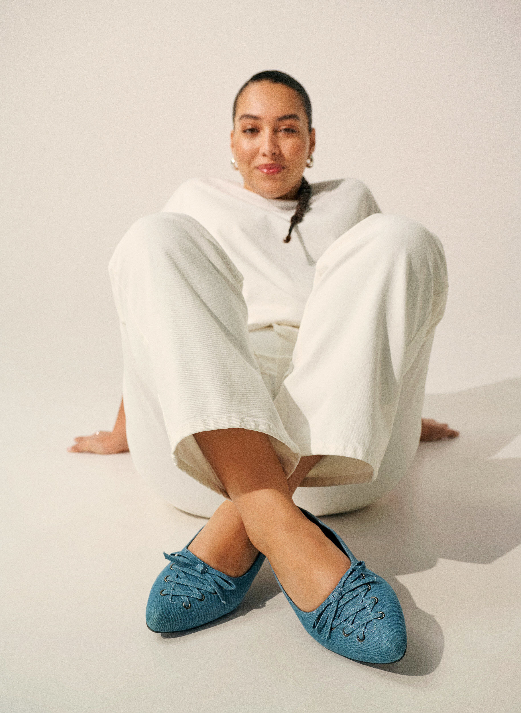 ZizziBallerina flats met vetersluiting, Blauw, Image image number 0