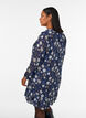 Jurk met patroon, ruches en lange mouwen, Blauw, Model image number 2