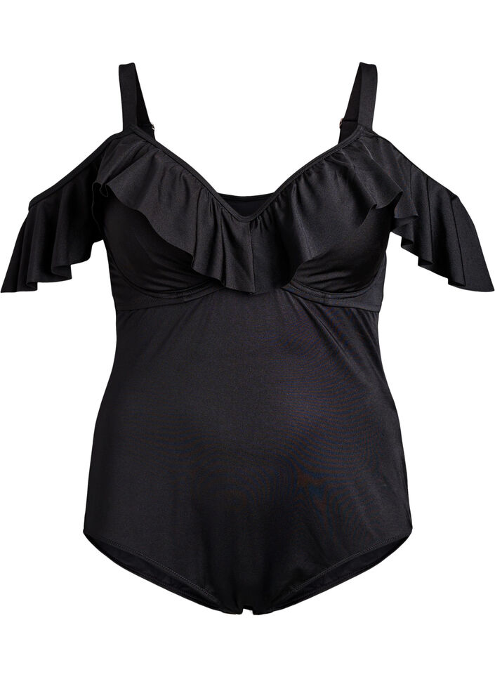 Maillot de bain avec armatures et volants, Noir, Packshot image number 0