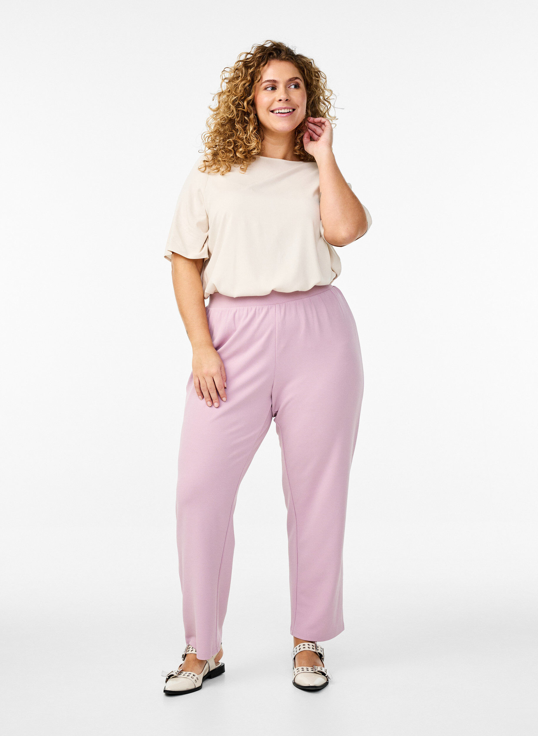 ZizziBroek met rechte pasvorm, Rood, Model image number 0