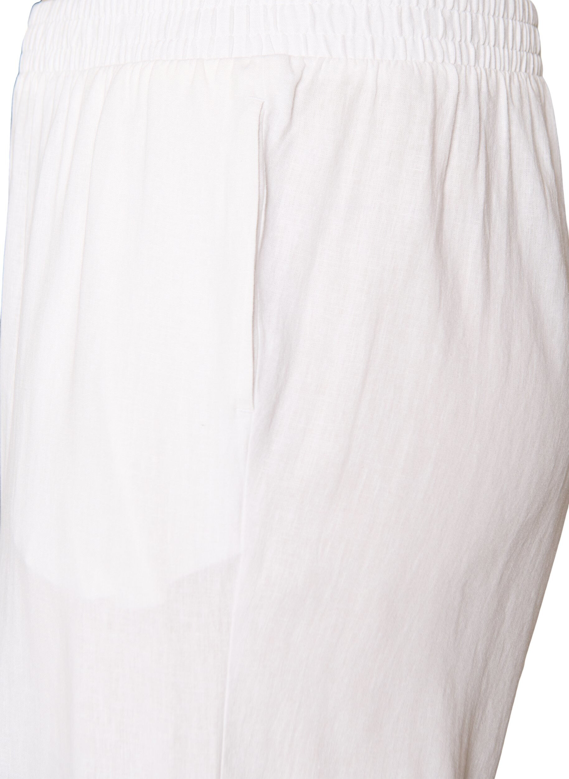 ZizziWijde linnen en viscose broek, Wit, Packshot image number 2