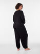 Losse pyjamabroek in viscose met een elastische taille, Zwart, Model image number 2