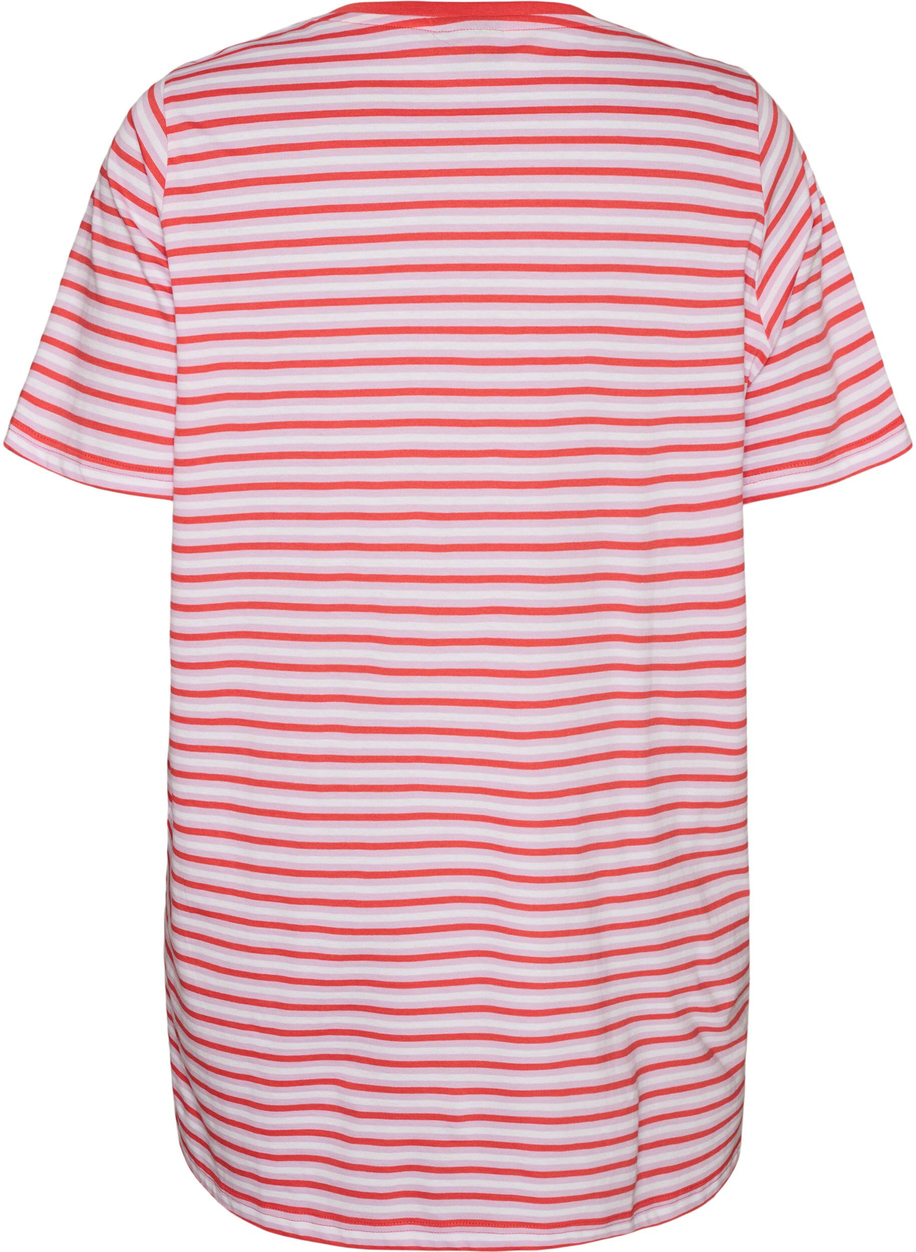 ZizziLang oversized gestreept T-shirt in biologische katoen, Paars, Packshot image number 1