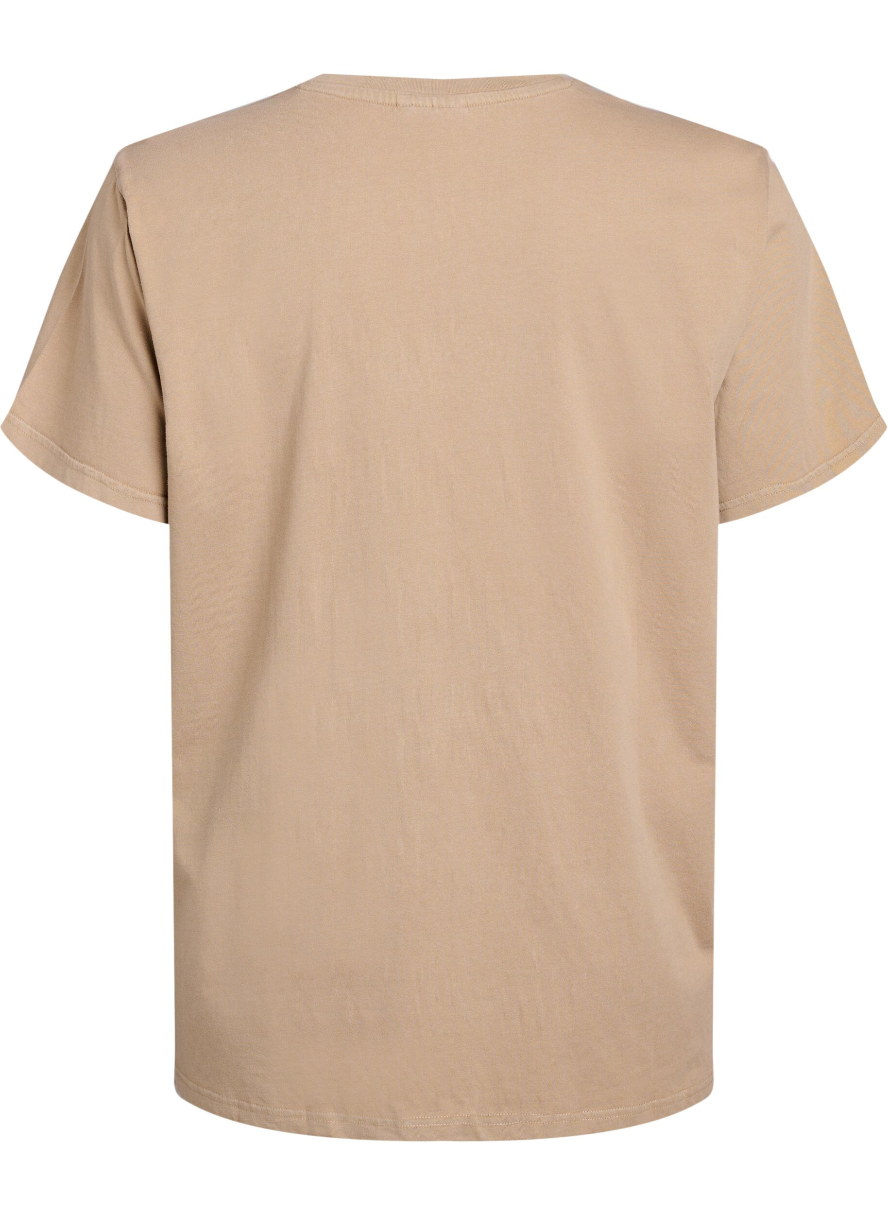 ZizziBiologisch katoenen T-shirt met strass en vlinder motief, Bruin, Packshot image number 1