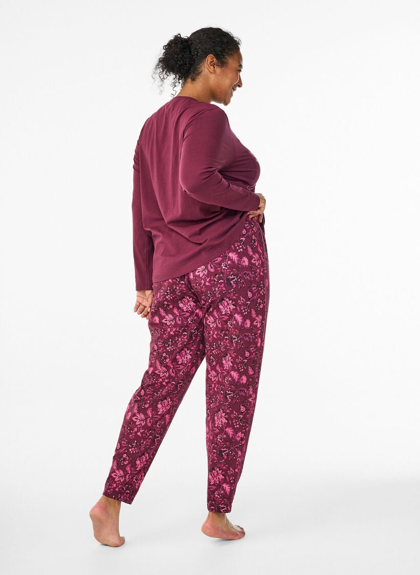 Kleren pyjama broek met print, Donker Bordeaux, Model image number 1