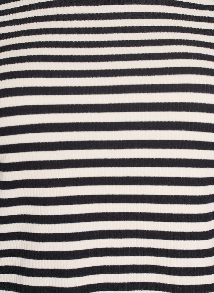 Gestreept T-shirt met geribbelde textuur, Zwart, Packshot image number 2