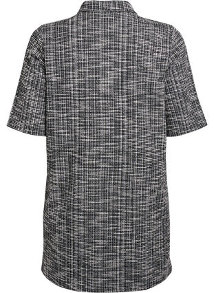 ZizziKorte jurk in gestructureerde jersey met een grafisch ruitpatroon, Off White Check, Packshot image number 1